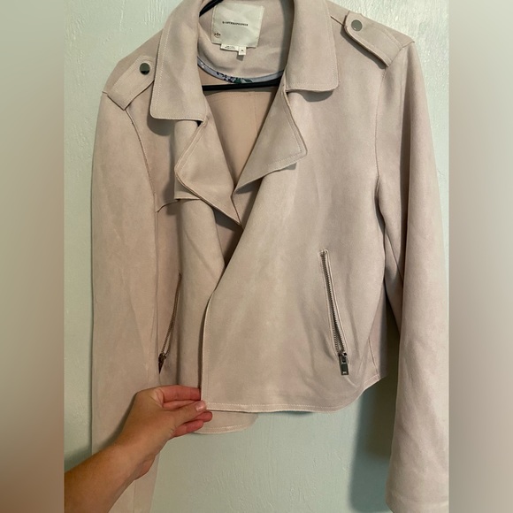 Anthropologie Blush Pink Faux Suede Moto Jacket Size XL - Picture 7 of 7